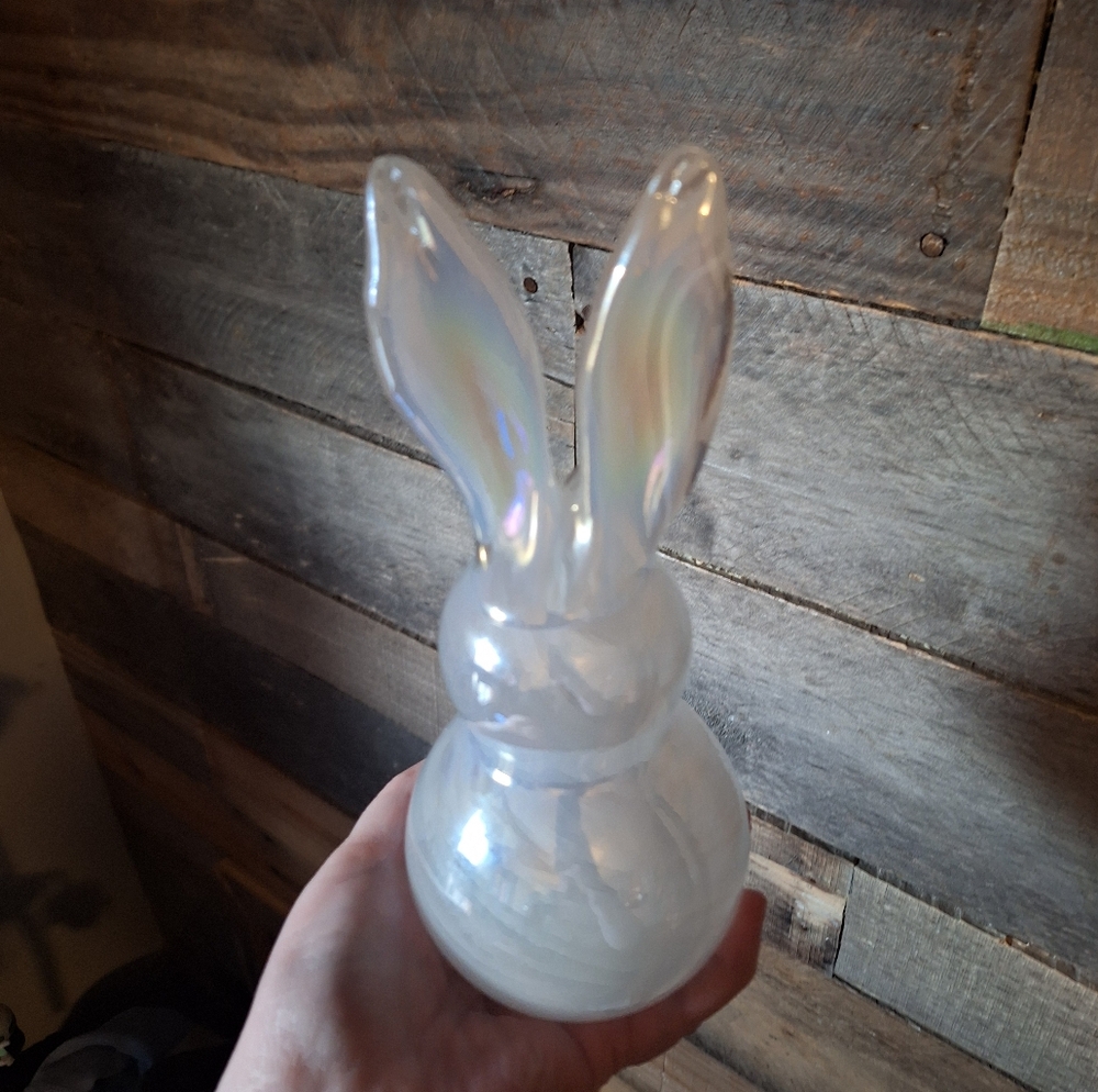 Iridescent Glass Bunny Figurine